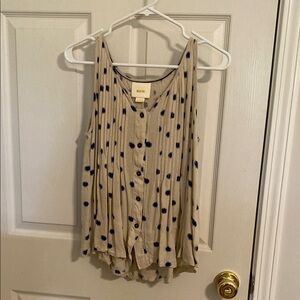 Beige Polka Dot Sleeveless Top